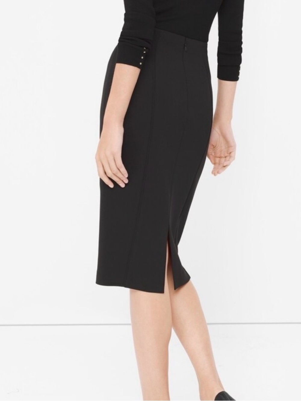 White House Black Market Black Lace-Up Pencil Skirt Size 8 - Picture 3 of 10